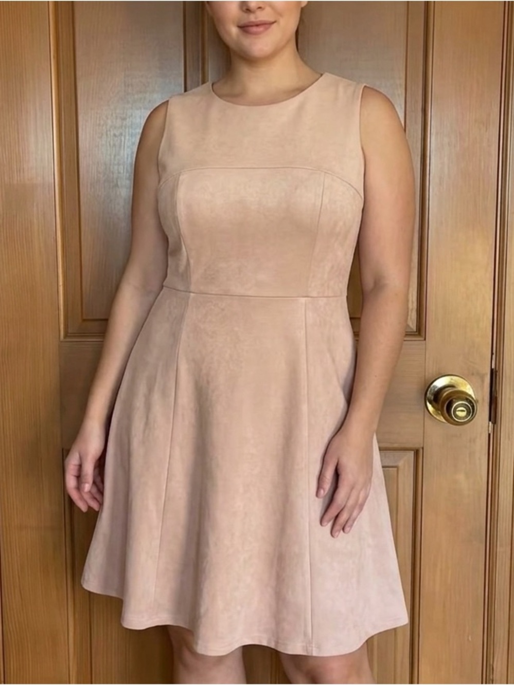 NWOT Calvin Klein Sleeveless Faux Suede Fit and Flair Dress Size 8 - Picture 9 of 9